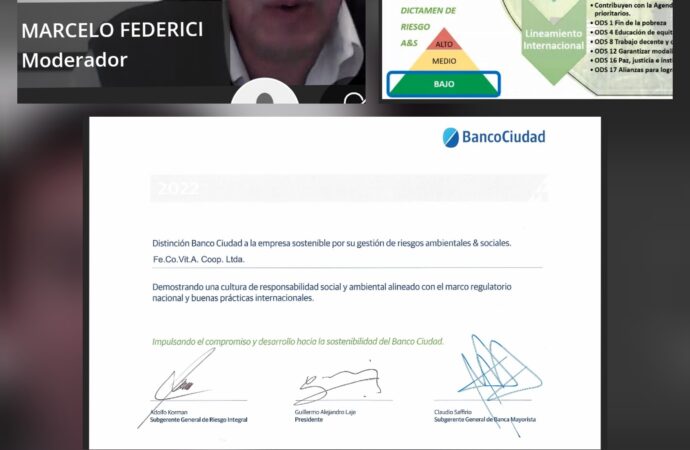 Sostenibilidad – Banco Ciudad:  Distinción a FECOVITA por su gestión de riesgos ambientales y sociales